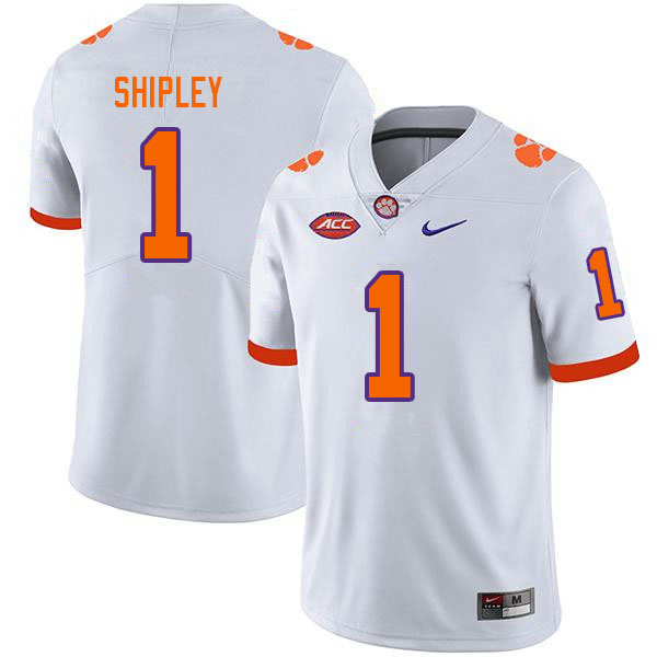 Men #1 Will Shipley Clemson Tigers College Football Jerseys Sale-White - Click Image to Close
